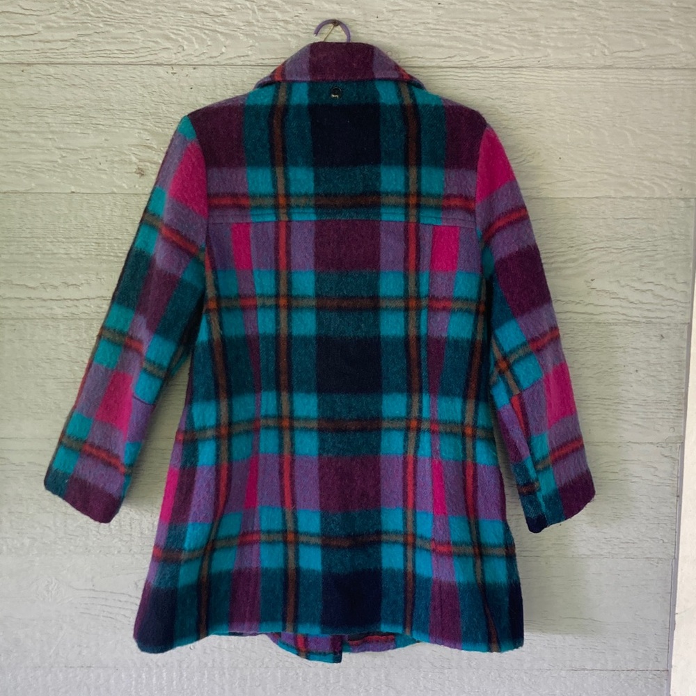 Vibrant Multi-Color Plaid Wool Coat - Picture 3 of 11